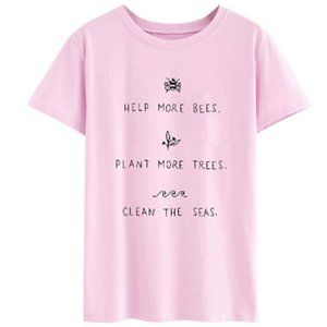 Rocksir Women's Save The Bees T-shirt Graphic Shirt Pink SMALL - 100%Cotton